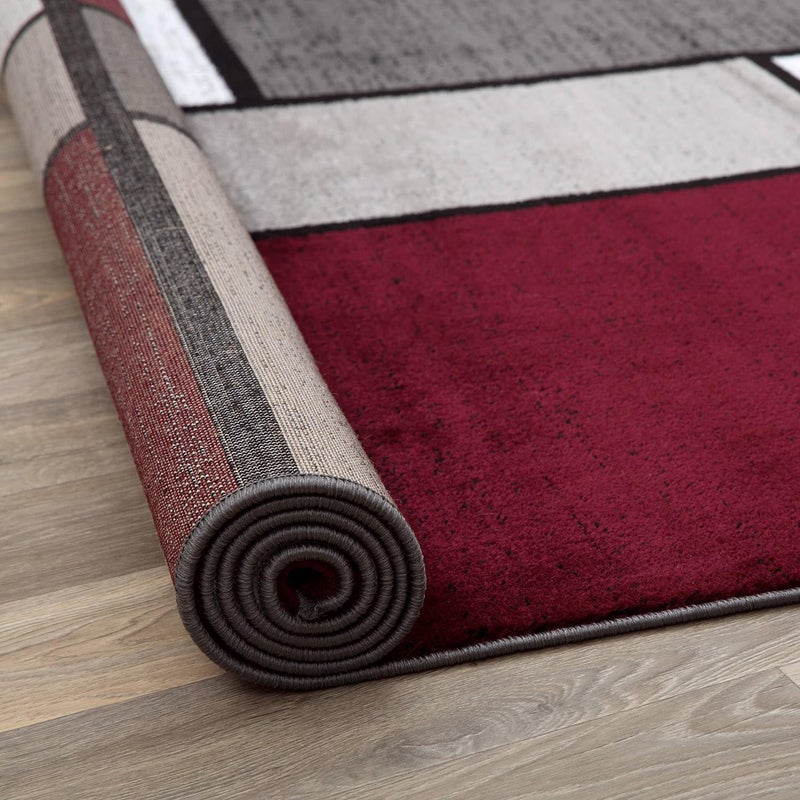 Rugshop Modern Geometric Boxes Red Area Rug, Fade-Resistant Carpet for Bedroom, Home Office, or Entryway, 3'3" x 5' - Image 4